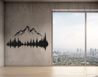 Mountain & Forest Sign • Custom Wooden Wall Art • Decorative Wall Hanging • Indoor And Outdoor Use Wall Decor • Hill And Trees Wall Sign