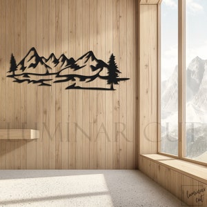 Cartello Montagna e foresta • Decorazione da parete in legno personalizzata • Decorazione da appendere alla parete • Decorazione da parete per uso interno ed esterno • Cartello da parete con colline e alberi