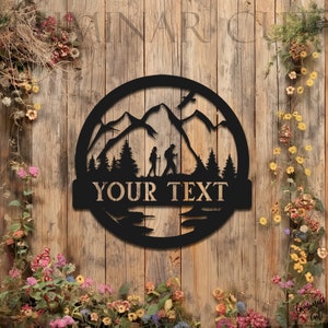 Cartello personalizzato per alpinista • Decorazione da parete in legno personalizzata • Decorazione da parete per foresta • Decorazione da parete per interni ed esterni • Cartello da parete per amante della montagna
