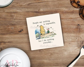 Sottobicchiere per bevande Pooh Maialino, Sottobicchiere per bevande in ceramica, Regalo di inaugurazione della casa, Regalo per la decorazione della casa, Regalo per lei, Sottobicchiere per tazza di caffè