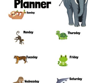 Planificador de comidas para niños, calendario visual de comidas semanales, programa visual de comidas para niños, archivo digital PDF