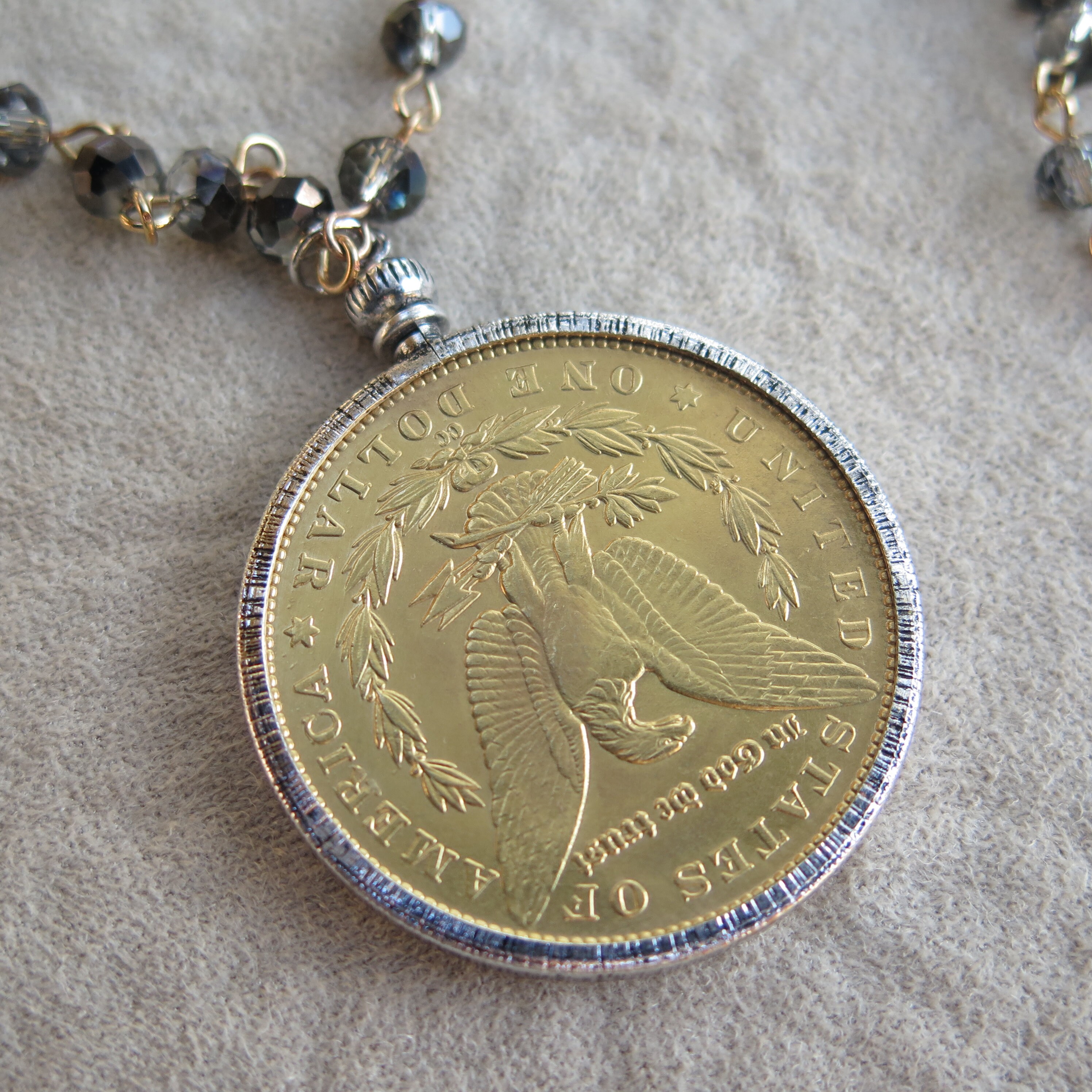 Vintage Silver Dollar Necklace Gold Coin Pendant Necklace Etsy Sweden
