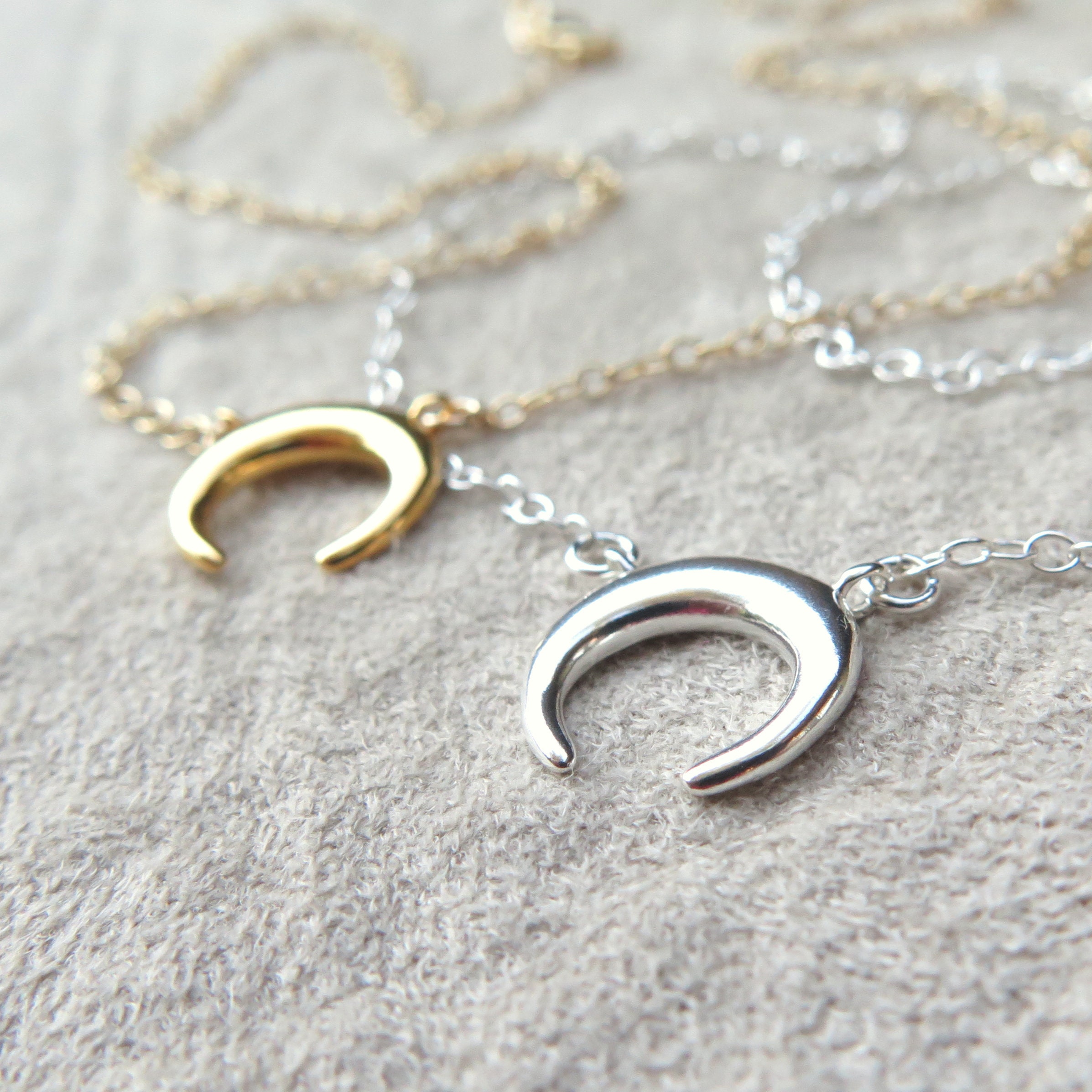 Sterling Silver Crescent Moon Upside 