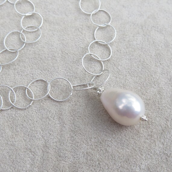 Baroque Pearl Drop Necklace Freshwater Pearl Teardrop Large
