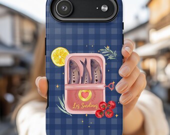 Sardine Phone Case: Les Sardines Italian Fish Tin Summer Design, Tough Cover for iPhone 17, Samsung S25, Google Pixel 9Pro XL