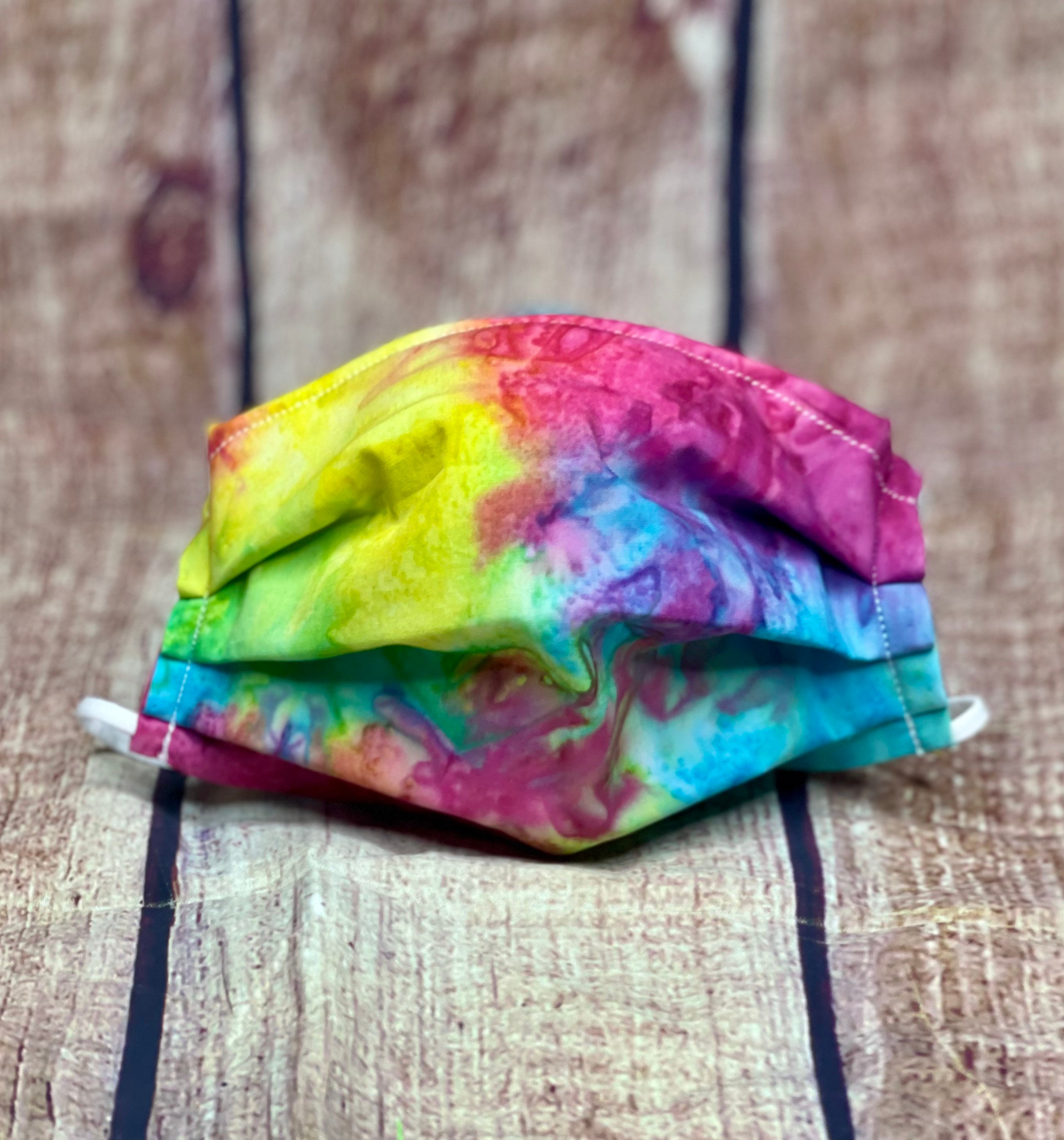 TIE DYE Bright Colorful Adjustable Protective Face Mask Filter Pocket…