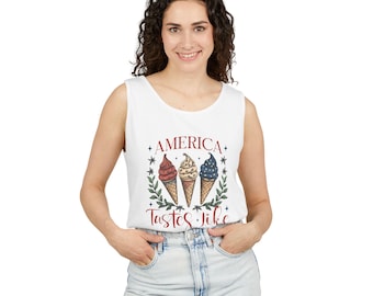 Patriotic Ice Cream Cone Tank Top: Red White Blue Americana