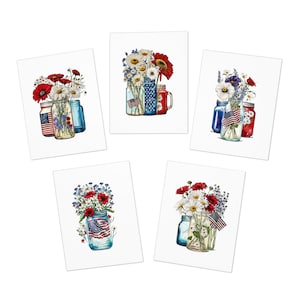 Patriotic Multi-Design Blank Inside Greeting Cards, Thank You, Invitation, Get Well, Congratulations, Communication, Just Because (5-Pack)