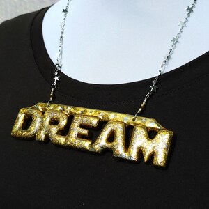 Handmade DREAM Statement Necklace: Holographic Gold Jewelry