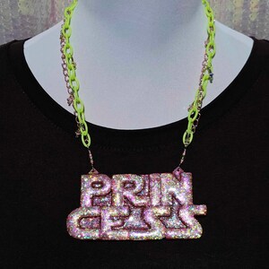 PRINCESS Handmade Holographic Glitter One of a Kind Statement Necklace
