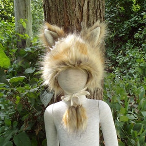 Kid Fur Wolf Hat Tail Toddler Wolf Halloween Role Play Costume Ears Child Furry Brown Spotted Wolf Unique Gift Warm Winter Photo Prop