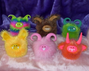 Holiday Beasties Plush Stuffed Animal Fur Ball Hug Plushie Monster Critter OOAK Weird Birthday Boy Girl Gift Hand Made USA Ready to Ship