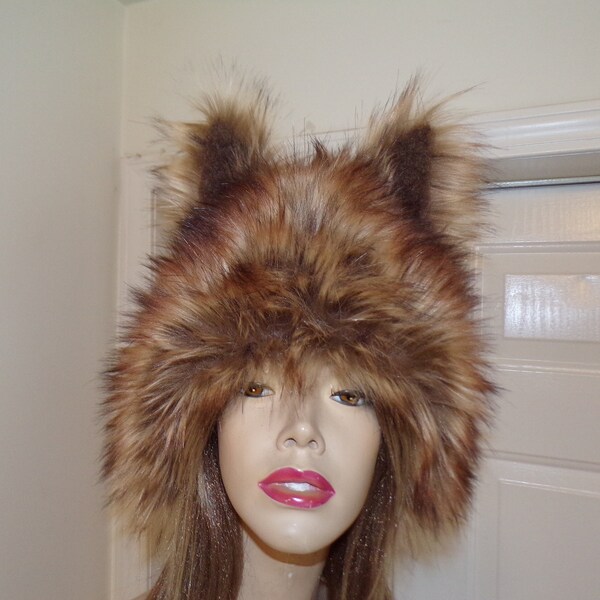 Furry animal hat with ears clearance