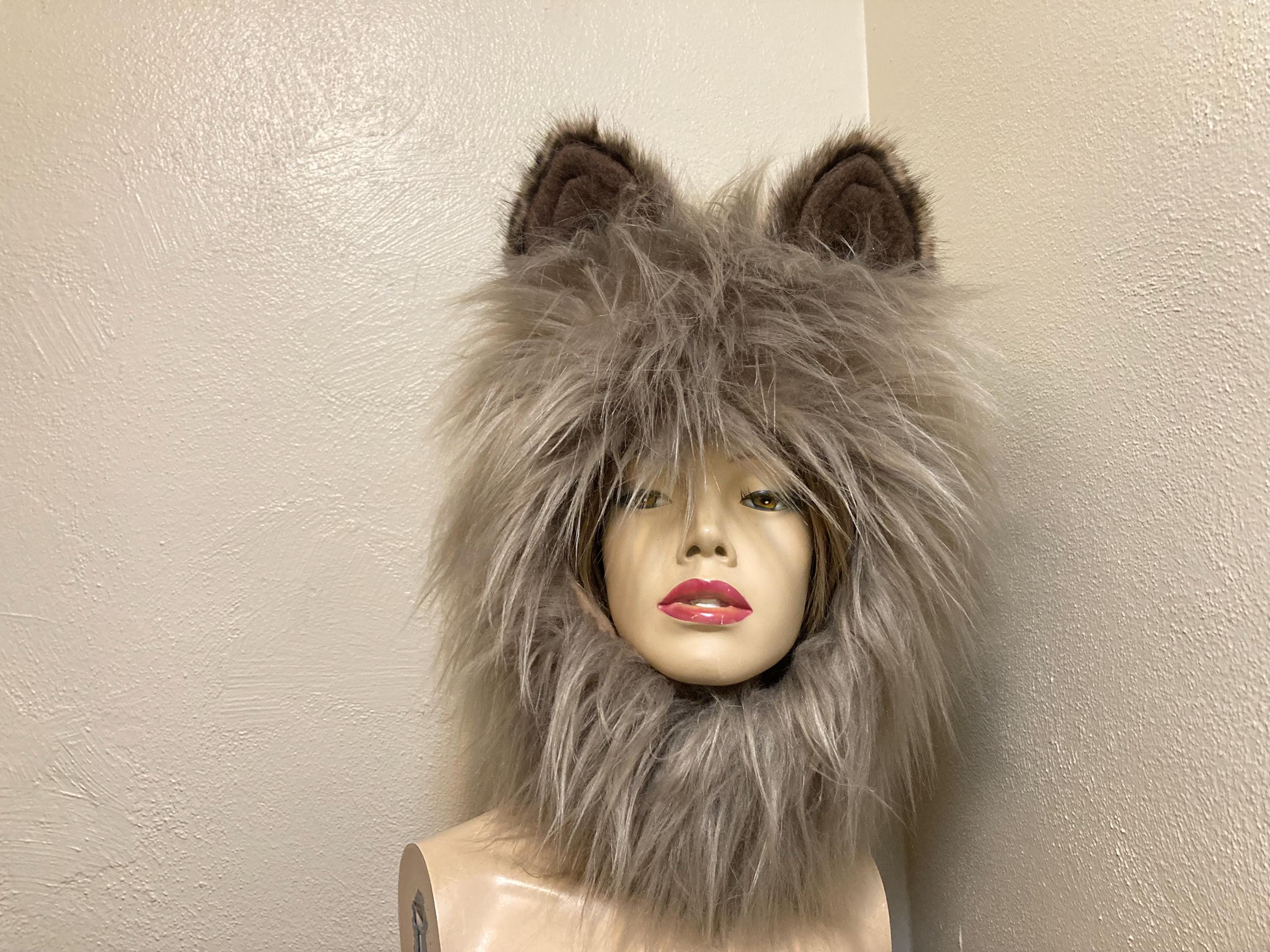 Furry Lion Hat: Unisex Faux Fur Costume Hood - Etsy