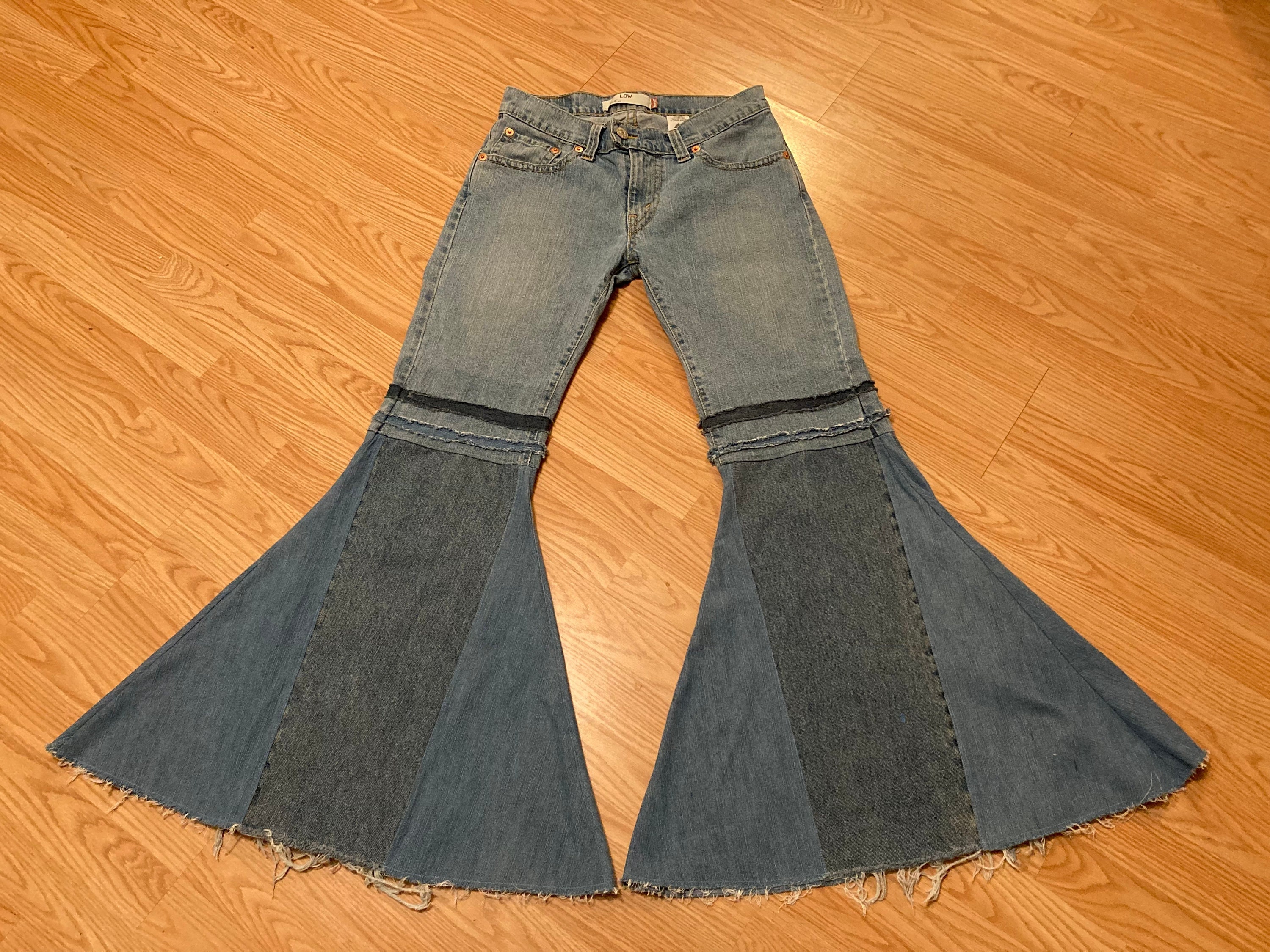 Size 12 OOAK Hippie Bell Bottom Jeans Low Rise Upcycled - Etsy Ireland
