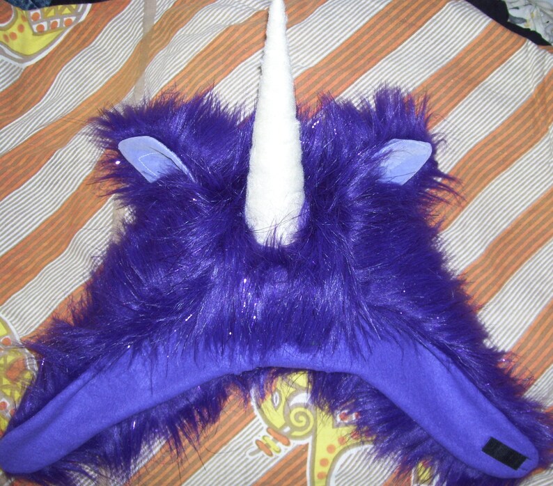 Unicorn Hat Horn Adult Hat Fluffy Last Black Unicorn Fur Fantasy Hat Hood Head Piece Mardi Gras Group Costume Hat Unicorn Costume Hat