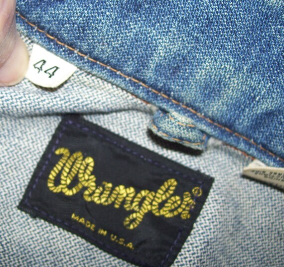 Owl Art Wrangler Jean Jacket Vintage Black Tab Tr… - image 4