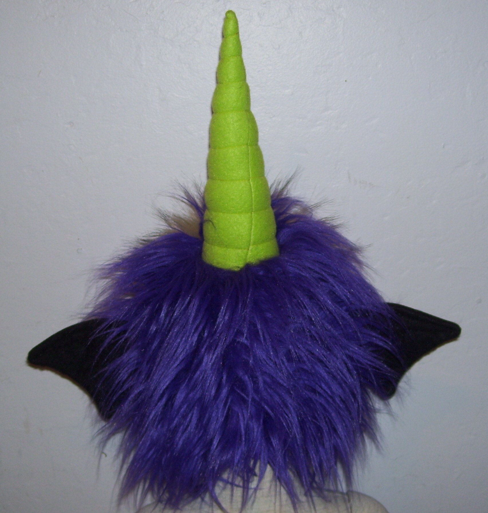 Kid size Purple People Eater Costume Hat Furry One Eye Horned Wings Fur Hat Role Play Horn Hat OOAK Weird Gift Monster Cyclops Toddler Child