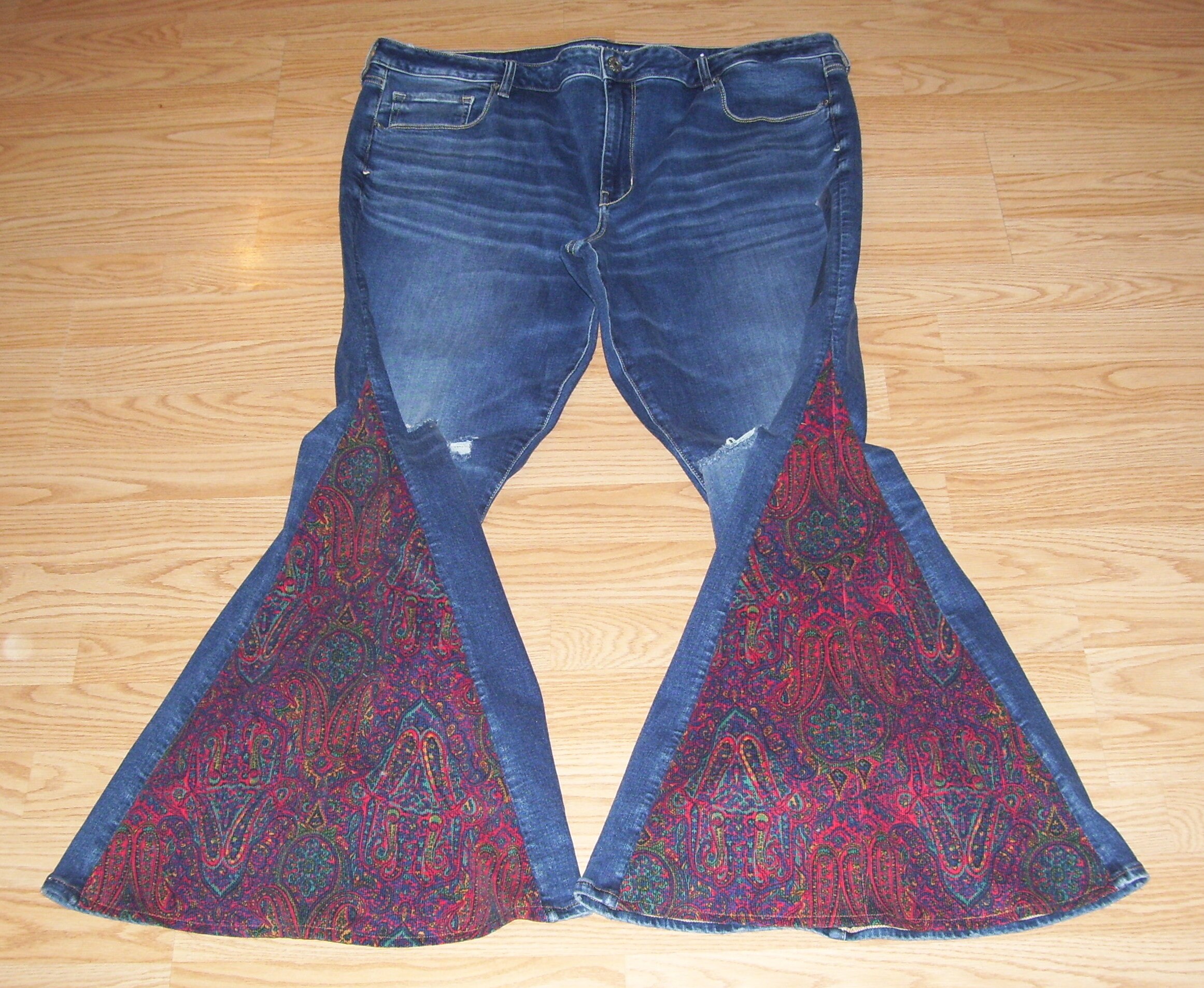 Hippie Bell Bottom Jeans OOAK Stretch 
