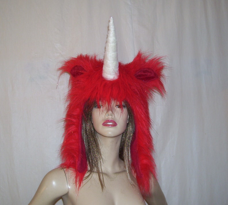 Unicorn Hat Horn Adult Hat Fluffy Last Black Unicorn Fur Fantasy Hat Hood Head Piece Mardi Gras Group Costume Hat Unicorn Costume Hat