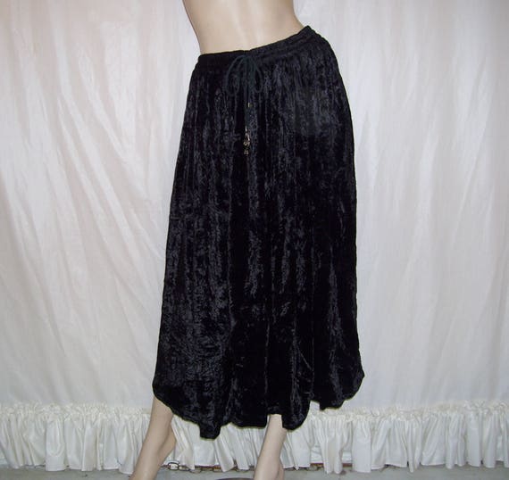 Black Velvet Skirt Vintage Hippie Boho Goth Gothic Maxi Skirt | Etsy