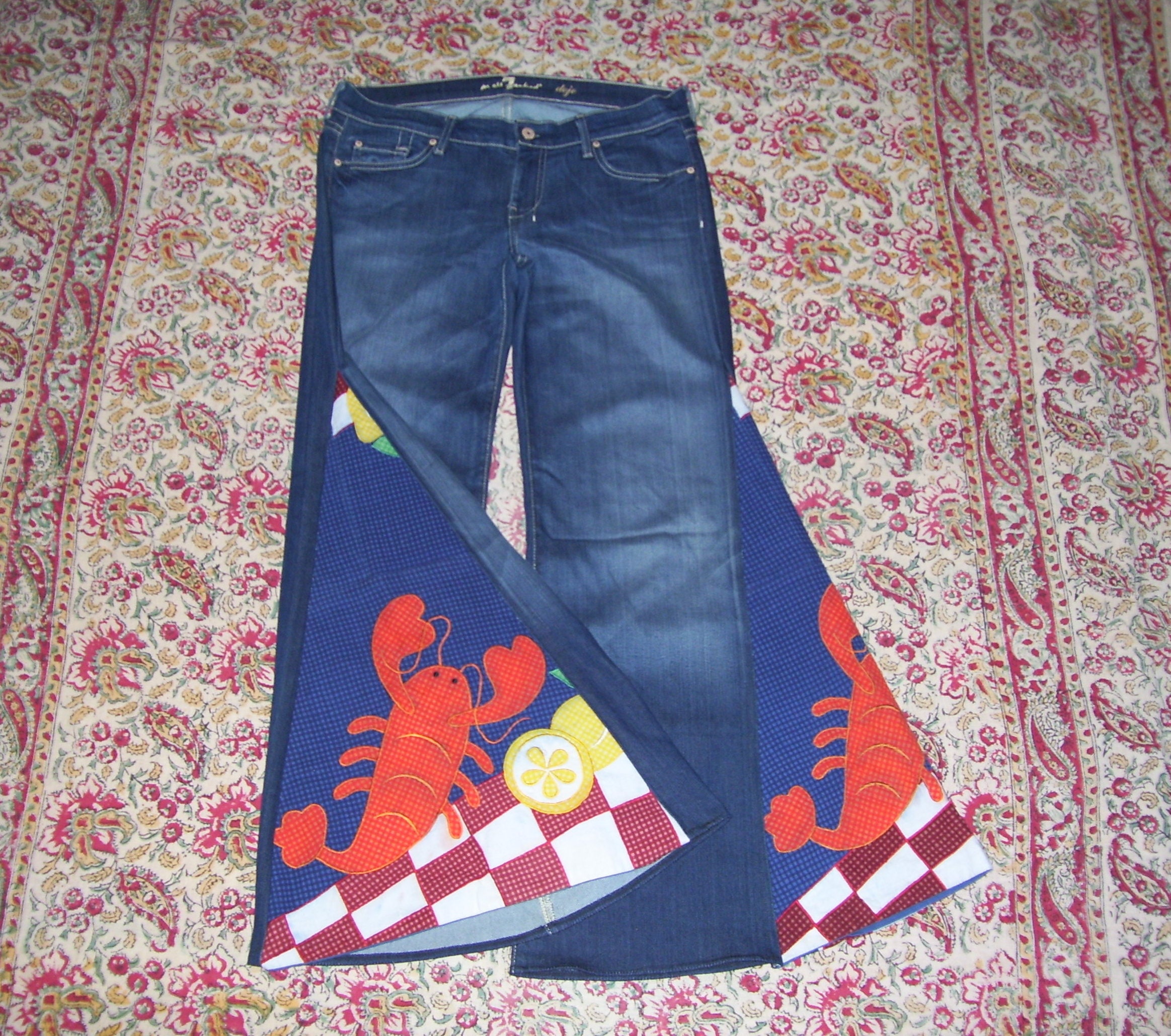Hippie Bell Bottom Jeans 7 for all Mankind Dojo Stretch OOAK | Etsy