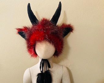Krampus Furry Horn Hat: Wild Thing Monster Costume, Child Size