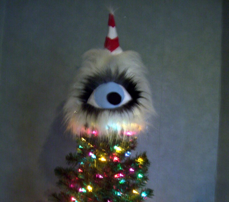 Modern Christmas Tree Topper Tinsel Hat Fur Eye Horn Furry Etsy