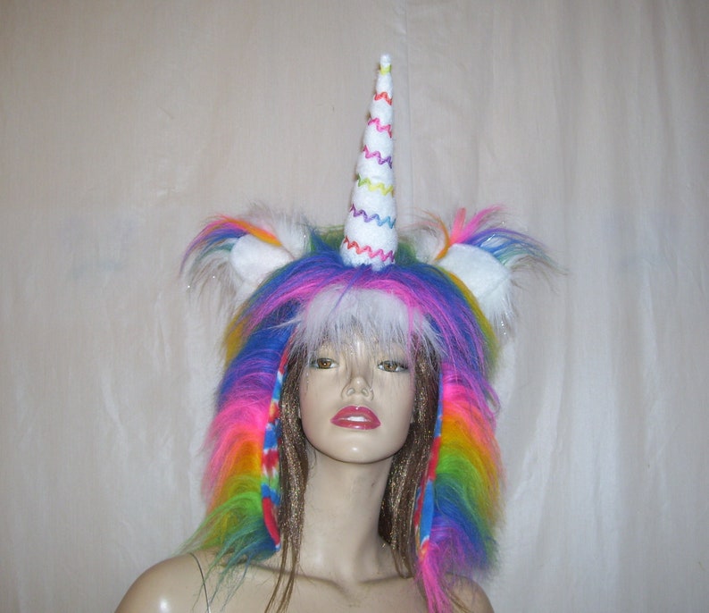 Adult Fantasy Unicorn Costume Wig Pastel or Dark