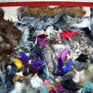 Mystery Faux half pound fur small scraps scrap bag for crafts masks dolls hair kids projects furry fun art teacher waldorf Natural or Colors image 1
