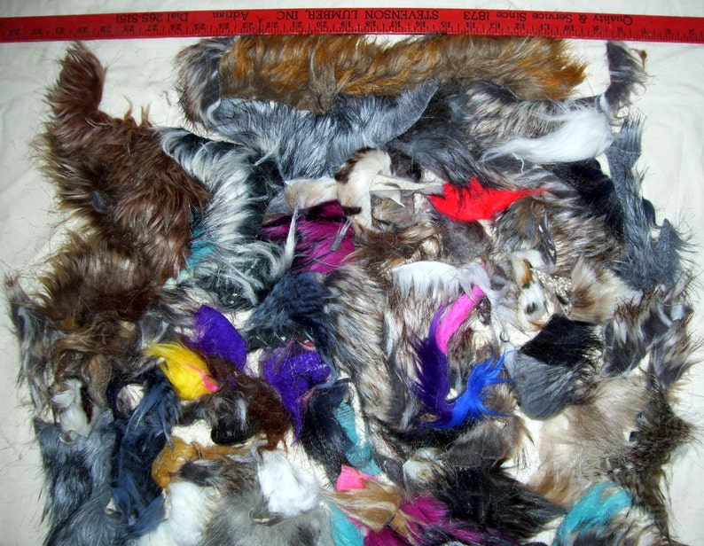 Mystery Faux half pound fur small scraps scrap bag for crafts masks dolls hair kids projects furry fun art teacher waldorf Natural or Colors image 1