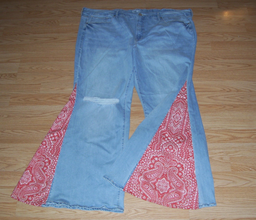 Plus Size 26 Hippie Bell Bottom Jeans OOAK Stretch New - Etsy