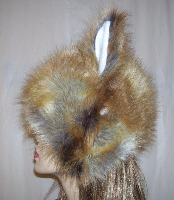 Furry fox hat with ears discount