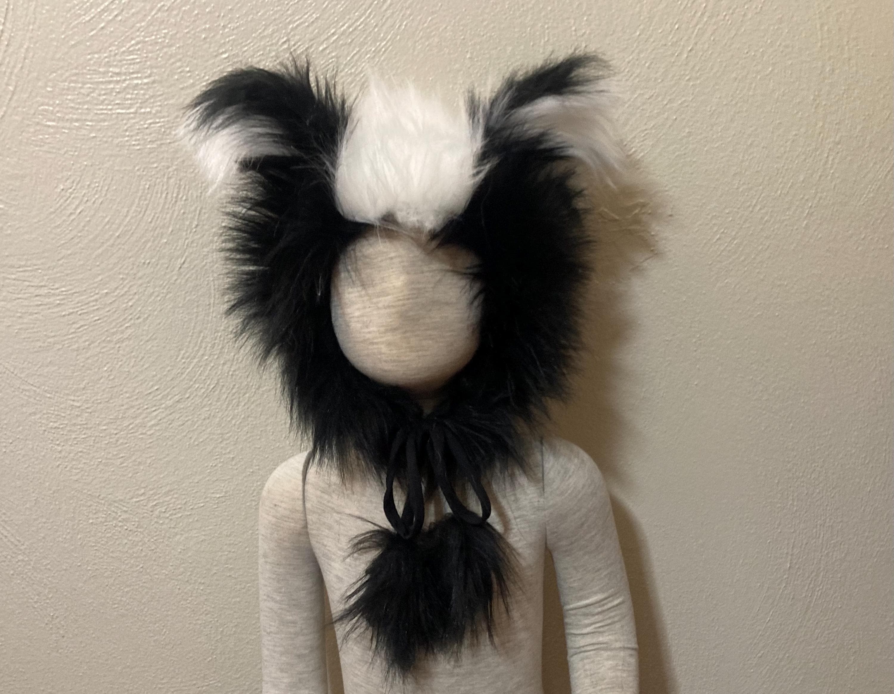 Fur Skunk Hat And Tail Kid Fur Black White Skunk Hat Toddler Wolf