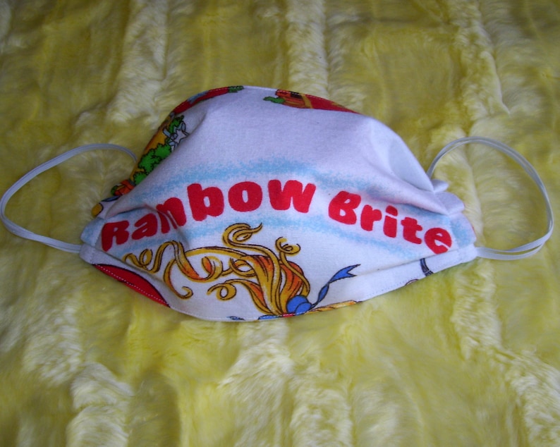 Rainbow Brite Face Mask Three Layer Elastic Reusable Washable Etsy