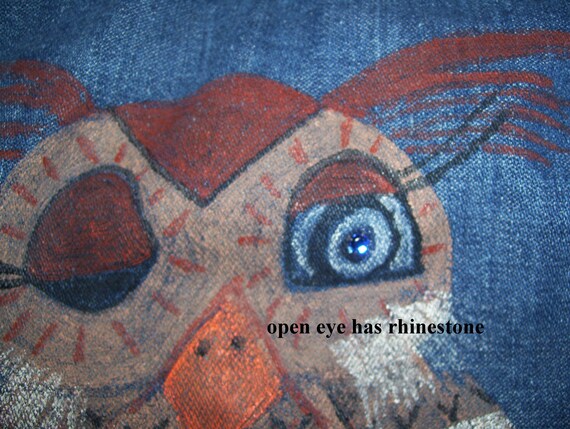 Owl Art Wrangler Jean Jacket Vintage Black Tab Tr… - image 7