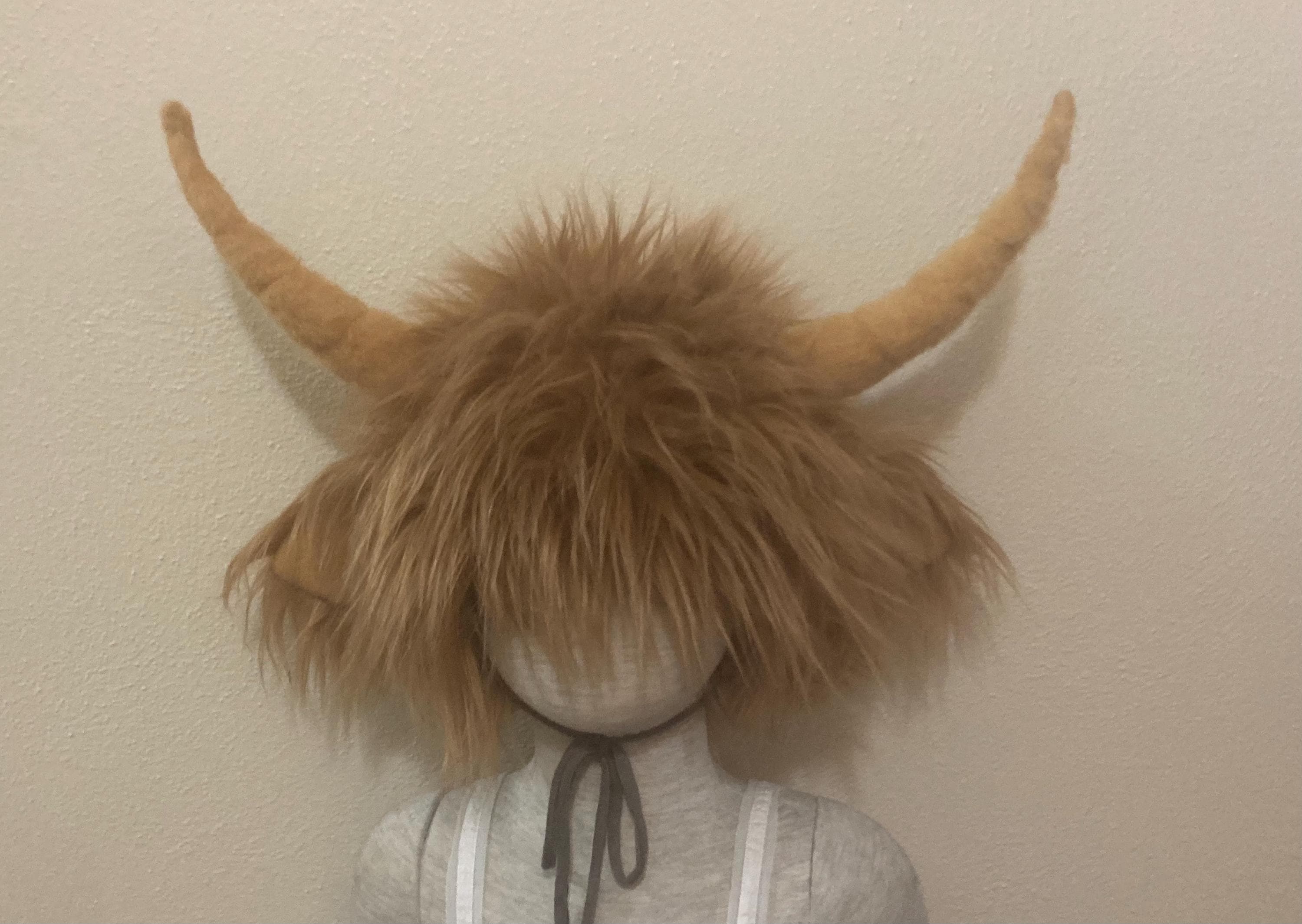 Child Highland Cow Hat: Furry Halloween Costume with horns