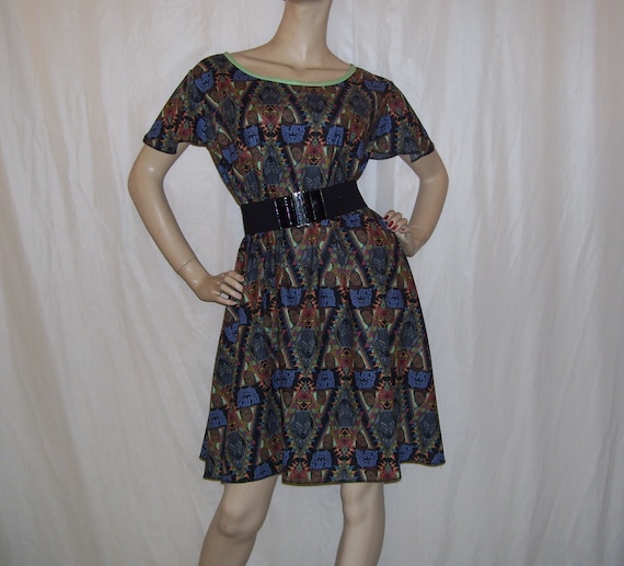 Plus Size Cotton A-Line Dress: Super Hero Comic Con Theme