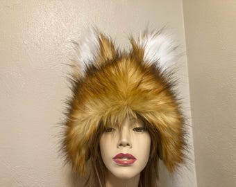 Gorro de zorro peludo con orejas de lobo fennec, gorro de animal, regalo, disfraz de Halloween, gorro de invierno único para adolescentes y adultos, hecho en EE. UU.