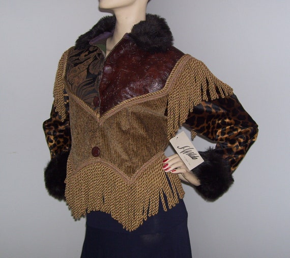 RARE J Wilde Brocade Jacket Fur Bohemian Boho Hip… - image 8