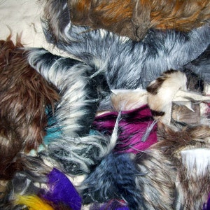 Mystery Faux half pound fur small scraps scrap bag for crafts masks dolls hair kids projects furry fun art teacher waldorf Natural or Colors image 3