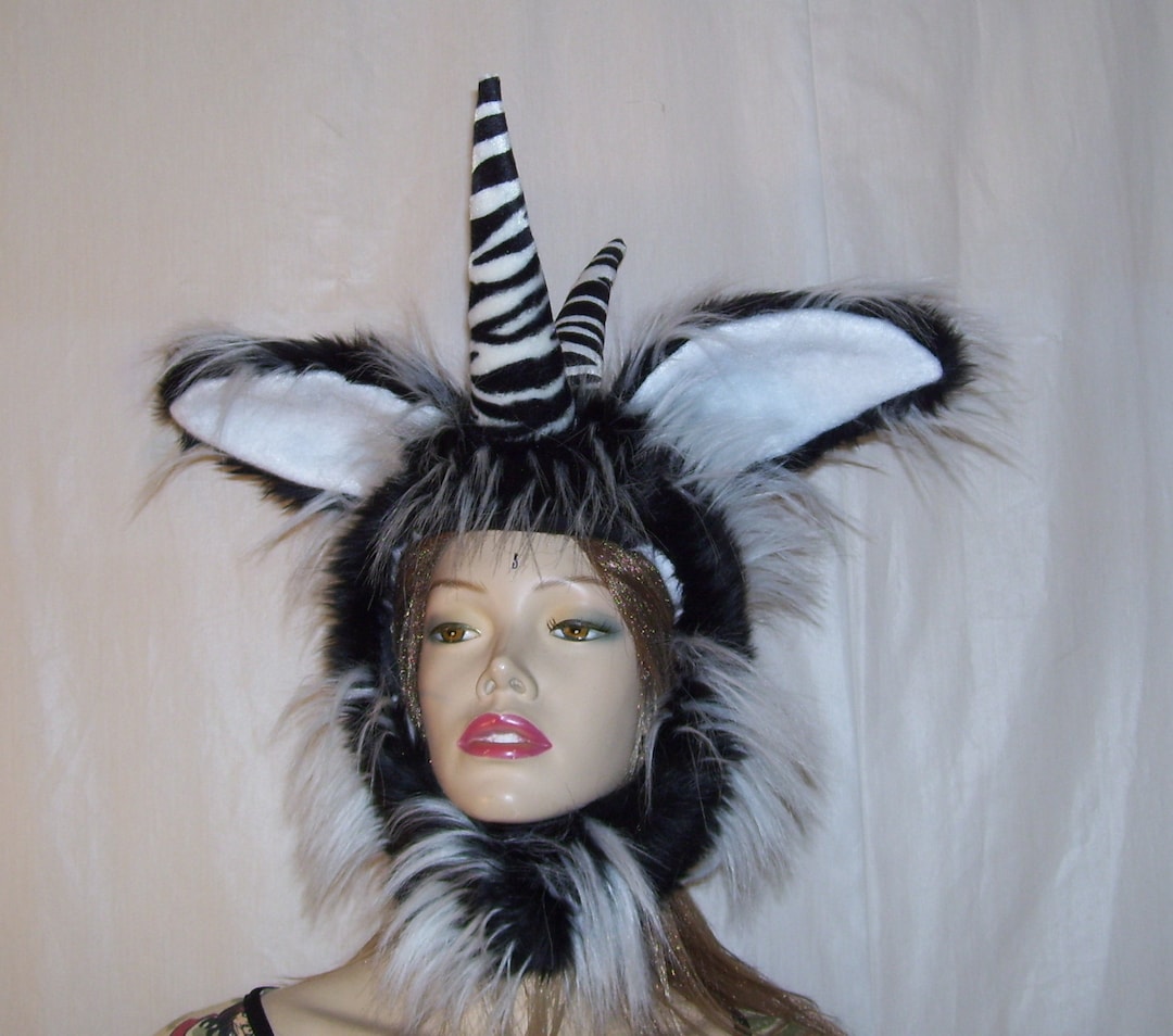 Ready to Ship Exotic Mutant Zebra Hat Monster Horn Costume Hat Furry 4