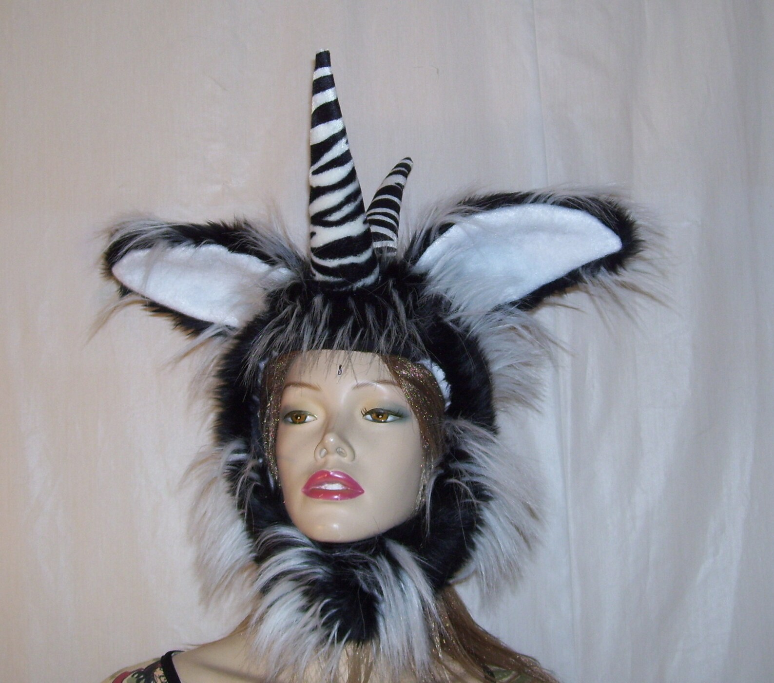 Mutant Zebra Hat Monster Horn Costume Hat Furry 4 Horned Horns Etsy