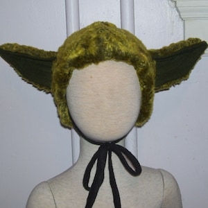 Cappello di pelliccia di mostro verde: cappello da elfo OOAK, taglia per bambini