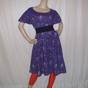 Dress Flutter Sleeve Purple Halloween Costume Party Purple Black Caftan OOAK Maternity Adult Plus Size Hand Made in USA 50" chest