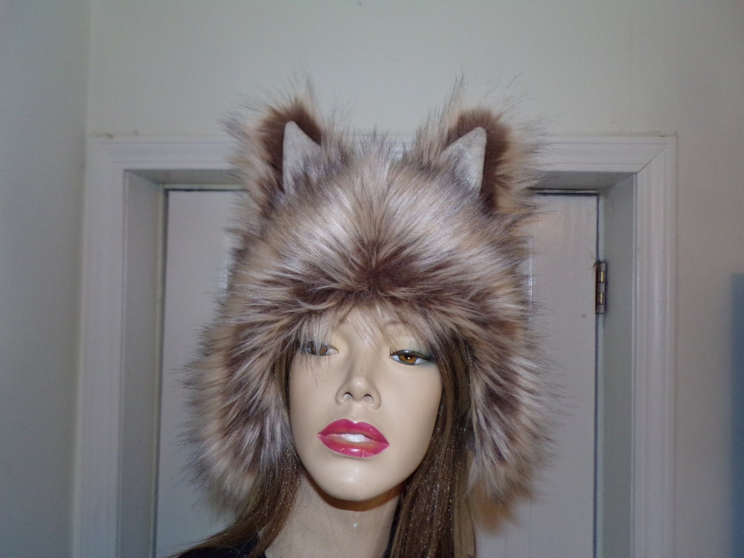 Ready to Ship Furry Wolf Hat Ears Coyote Blonde Brown Fur Head Etsy