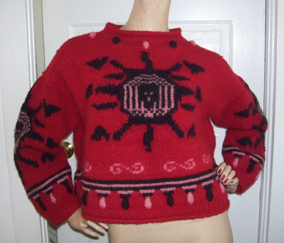 Crop Skull Sweater Vintage Cropped Thick 100% Woo… - image 1