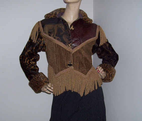 RARE J Wilde Brocade Jacket Fur Bohemian Boho Hip… - image 1