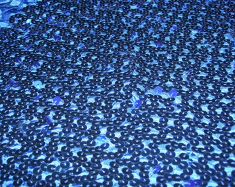 Blue Sequin Fabric Vintage Material Royal blue on Satin Backing 1/4" Sequins Drag Halloween Disco Dress Costumes Fabric 2 1/2 + yards x35"