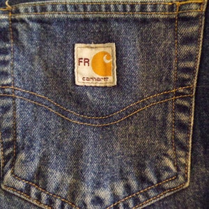 Carhartt Fire Resistant Jeans Men&#39;s Made in Mexico 90s Straight leg Jeans All Cotton Faded Work Welder Forger Preowned 42 waist x 32 inseam